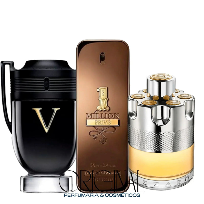 COMPRE 1 LEVE 3 (Kit perfumes Masculinos) - 1 Million Prive + Invictus Victory +Azzaro Wanted - 100ml cada